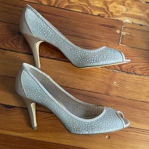 Adrianna Papell Boutique Jewel Fiona Nude Mesh Heels Size 9